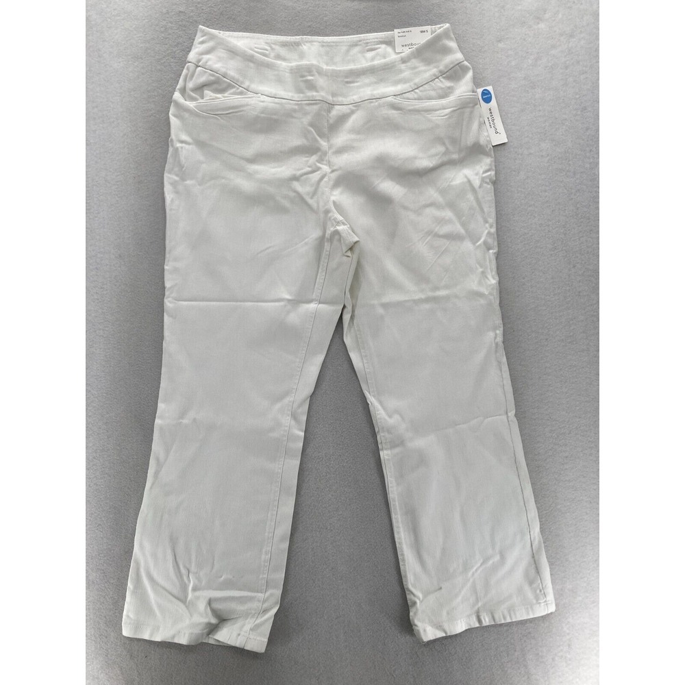 Westbound Park Ave Fit Pant Women's Plus 18W Short Bootcut White Stretch Pull On